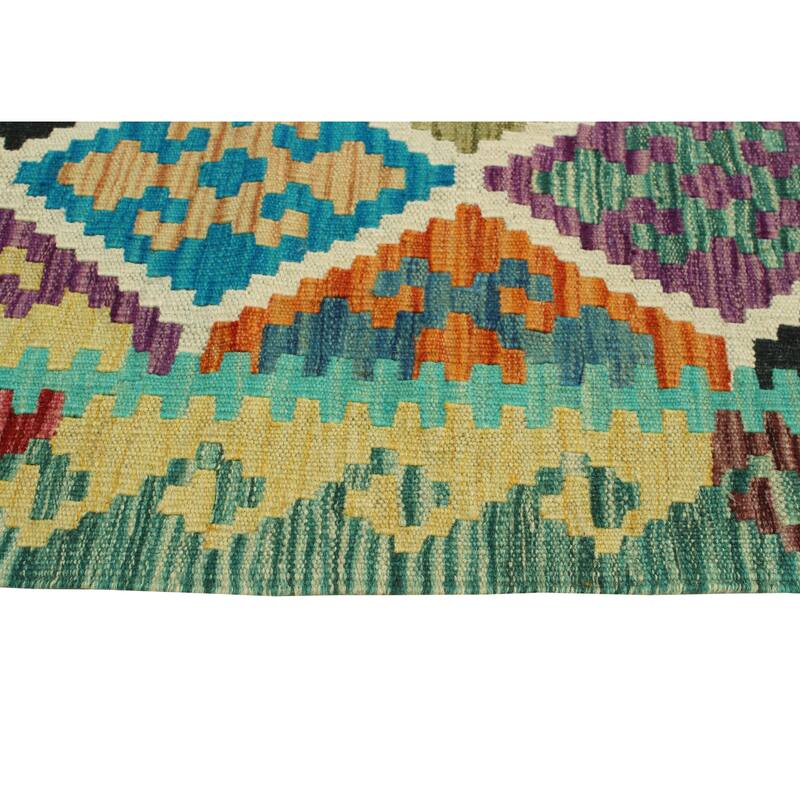 Flatweave Meryem Red/Green Rug - 5'2" x 6'10"