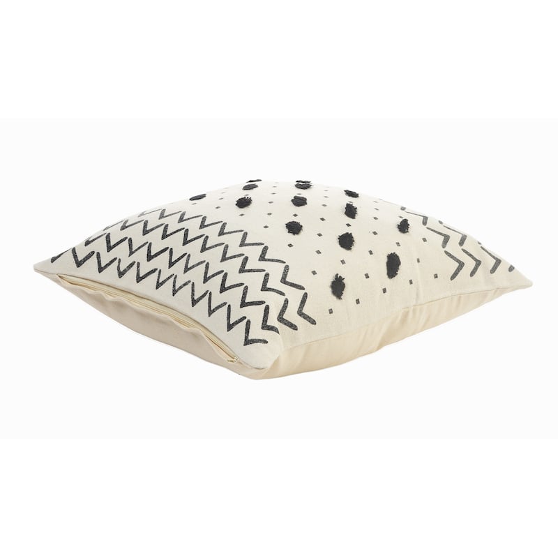 Sevita Avant-garde Natural/Black Dots Cotton Throw Pillow, Set of 2