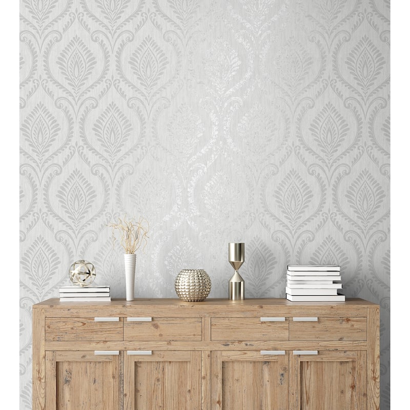 Fine Decor Estelle Grey Damask Wallpaper