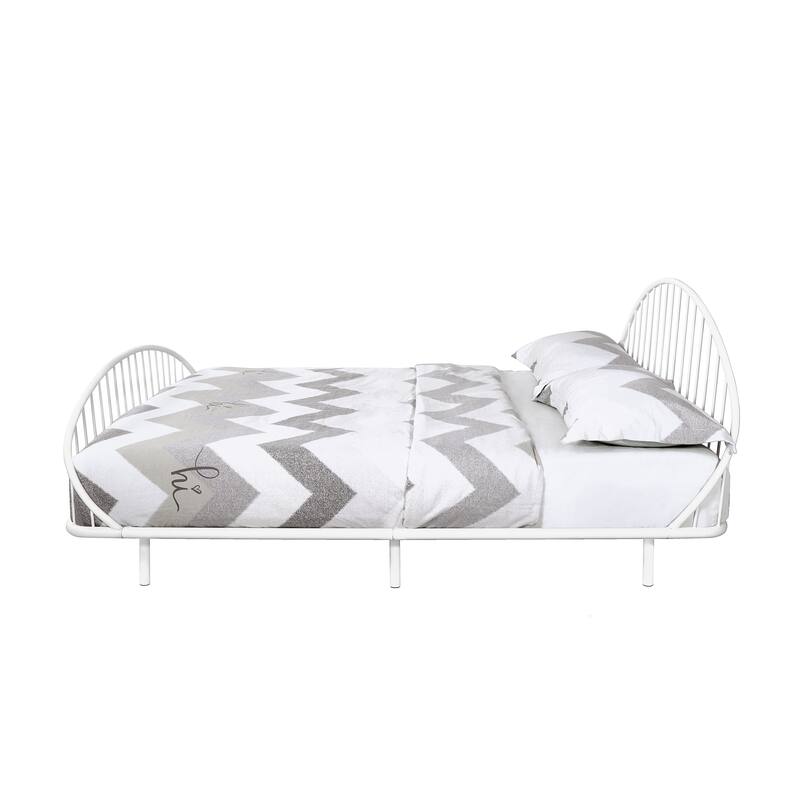 Furniture of America Duke Curved Metal Powder Coated Bed Frame, Box Spring Needed