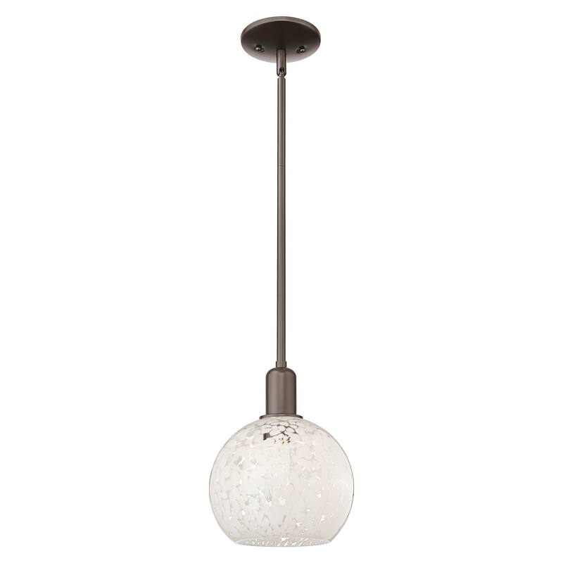 Innovations Lighting Endless Possibilities Arcadia - White Mouchette - 1 Light 8" Stem Hung Mini Pendant - Oil Rubbed Bronze