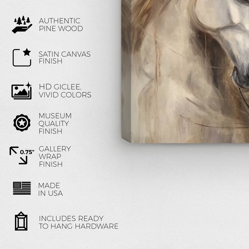 Wynwood Studio Canvas Animals Lovable Horses White and Cream White Rustic Wall Art Canvas Print