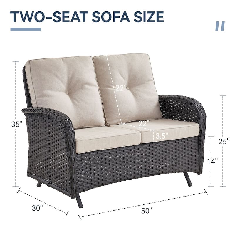 Gymojoy Stylish Patio Loveseat Glider Sofa with Cushions