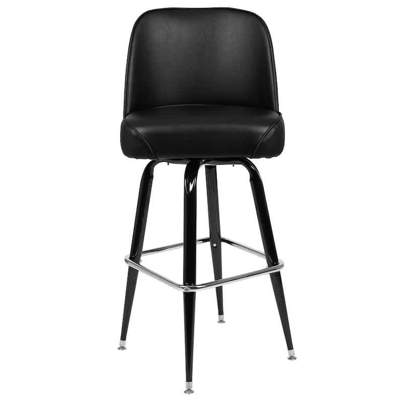 Metal Barstool with Swivel Vinyl Upholstered Bucket Seat and Footrest - 18.5"D x 18.5"W x 42.5"H