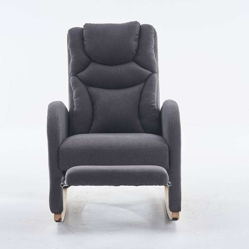 Fabric Nursery Rocking Chair With Adjustable Footrest