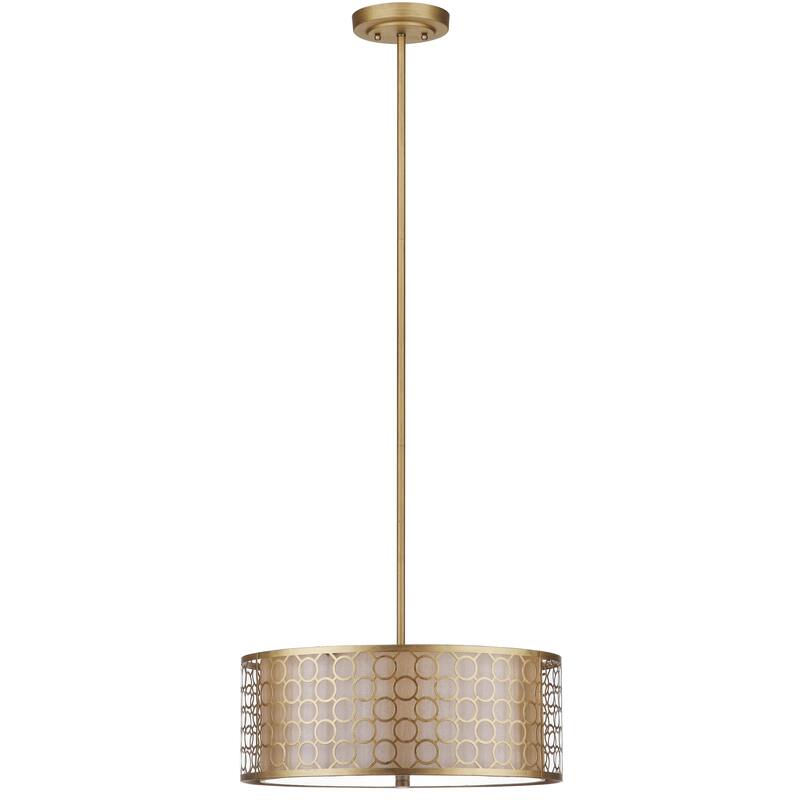 SAFAVIEH Lighting Giotta Adjustable 3-light Gold Drum Pendant - 18"W x 18"D x 45"H