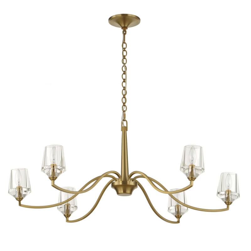 Uttermost Barcelona 6 Light Brass Chandelier - 40.25"W x 40.25"D x 15.5"H