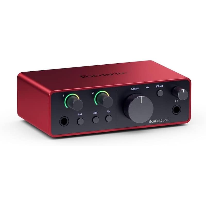 Focusrite Scarlett Solo 4th-Gen studio bundle with mic and headphones