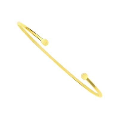 Curata 14k Yellow Gold Cylinder End Element Cuff Adjustable Bangle Bracelet