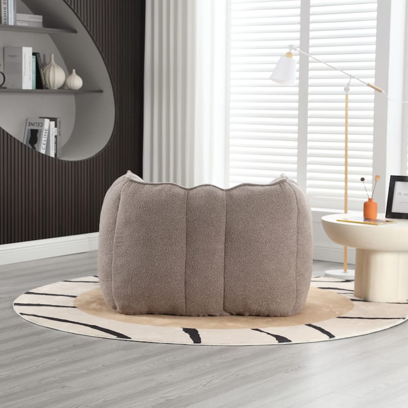 Soft Chenille Square Lazy Sofa Chair with Footstool