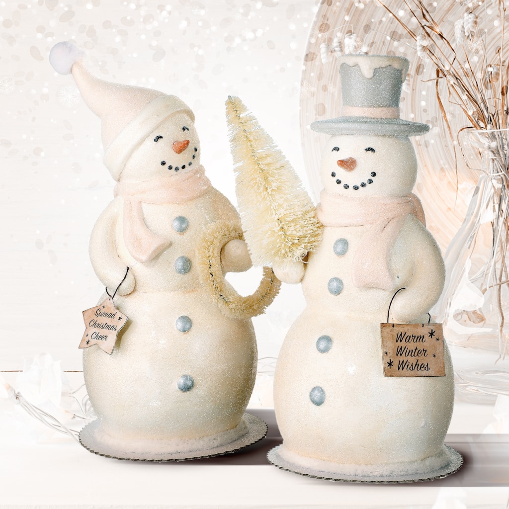 9.3" Resin Frosty Snowman Tree Set of 2