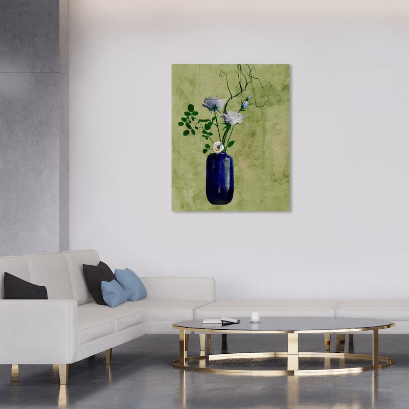 Wynwood Studio Canvas Floral and Botanical From El Olivar Green and Dark Blue Traditional Wall Art Canvas Print - 30 x 36