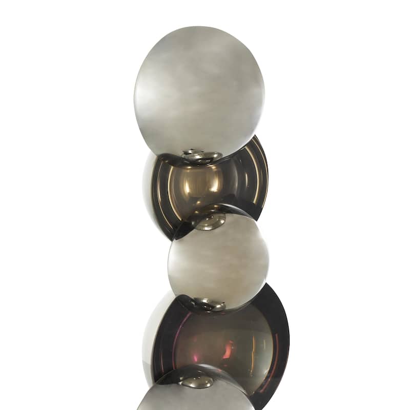 Glass Abstract Stacked Orb Decorative Sculpture with Black Base - Black or Silver - Roche River Decor