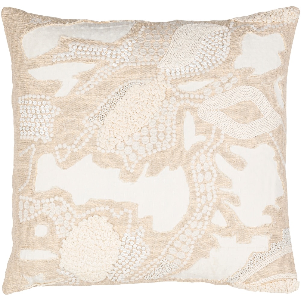 Leila Embroidered and Beaded Patchwork Throw Pillow