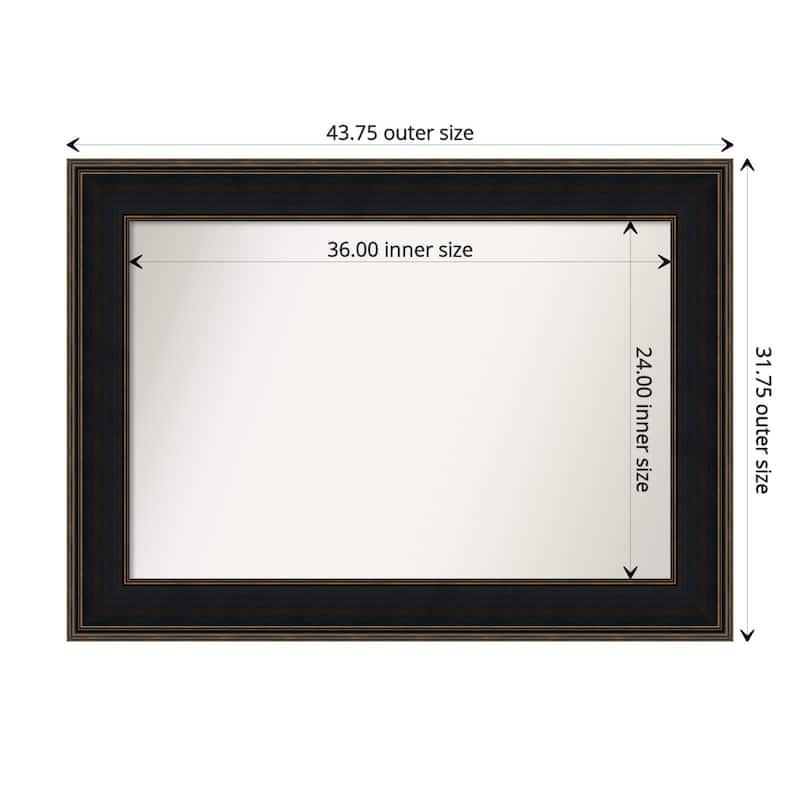 Mezzanine Espresso Framed Non-Beveled Custom Wall Mirror, Bathroom Vanity Mirror - Outer Size: 43.75 x 31.75