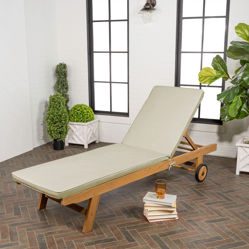 Adjustable Outdoor Chaise Lounge w/ Cushion & Wheels - JONATHAN Y