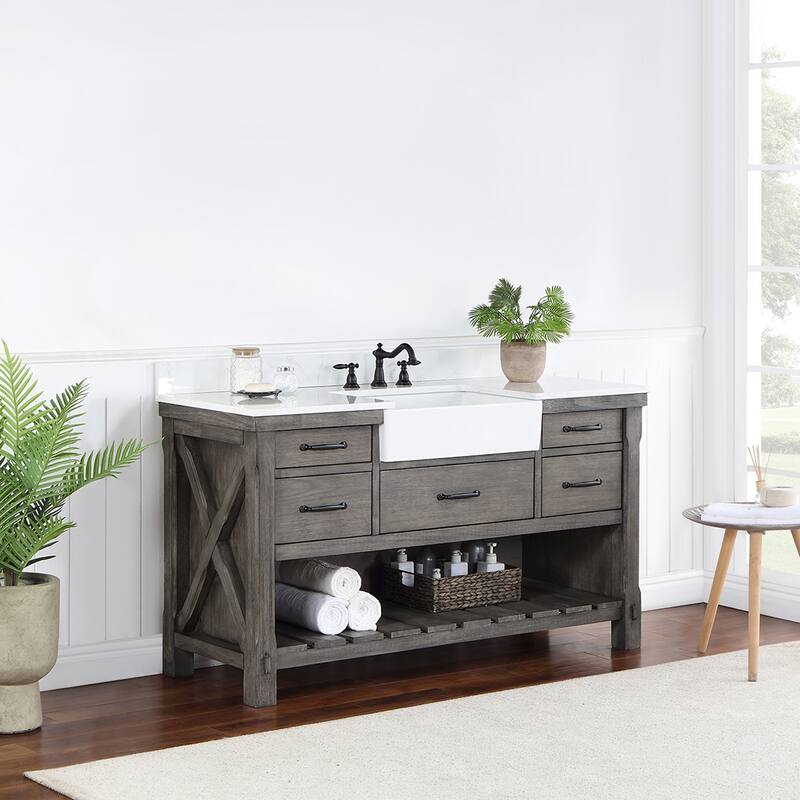 Villareal Bath Vanity with Composite Stone Top without Mirror