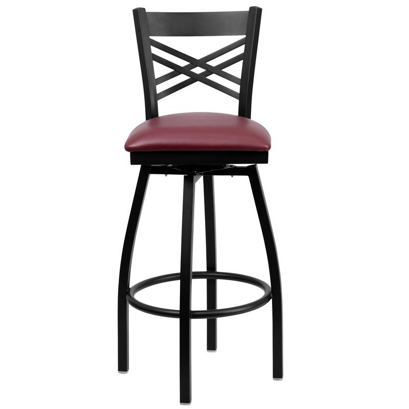 2 Pack ''X'' Back Swivel Metal Barstool - 16.5"W x 20.5"D x 44.5"H - 16.5"W x 20.5"D x 44.5"H