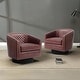 preview thumbnail 35 of 79, 2 Set Tufted PU Vegan Leather Swivel Barrel Chair with Nailheads Trim