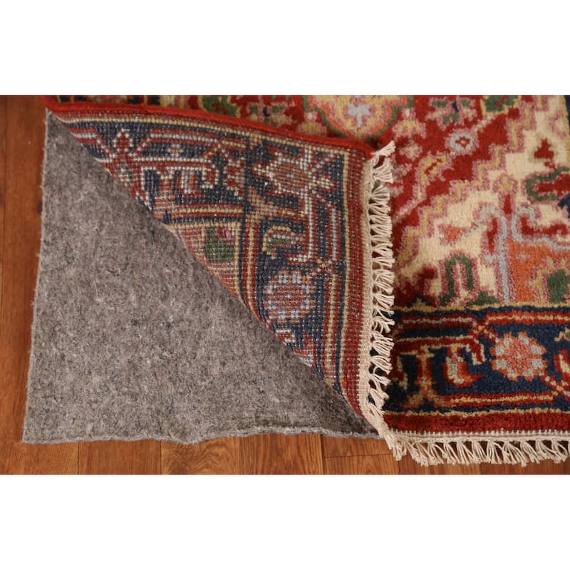 Geometric Heriz Serapi Style Runner Rug Handmade Red Wool Carpet - 2'5" x 10'1"