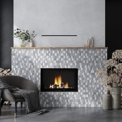 Apollo tile 11 x 13 Stellare Honed White Charcoal Gray Terrazzo, Carrara Marble Tile (5.3 sq ft/case) - 5 Pack