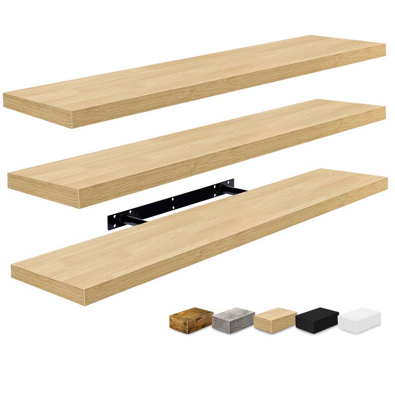 Sorbus Long Floating Shelves Set of 3, Large Faux Wood Wall Mounted Floating Shelves - 35” L x 9” W x 1.5” H