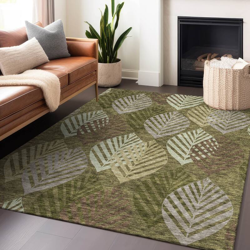 Premium Washable Super Soft Farmhouse Leaves Mayfield Rug