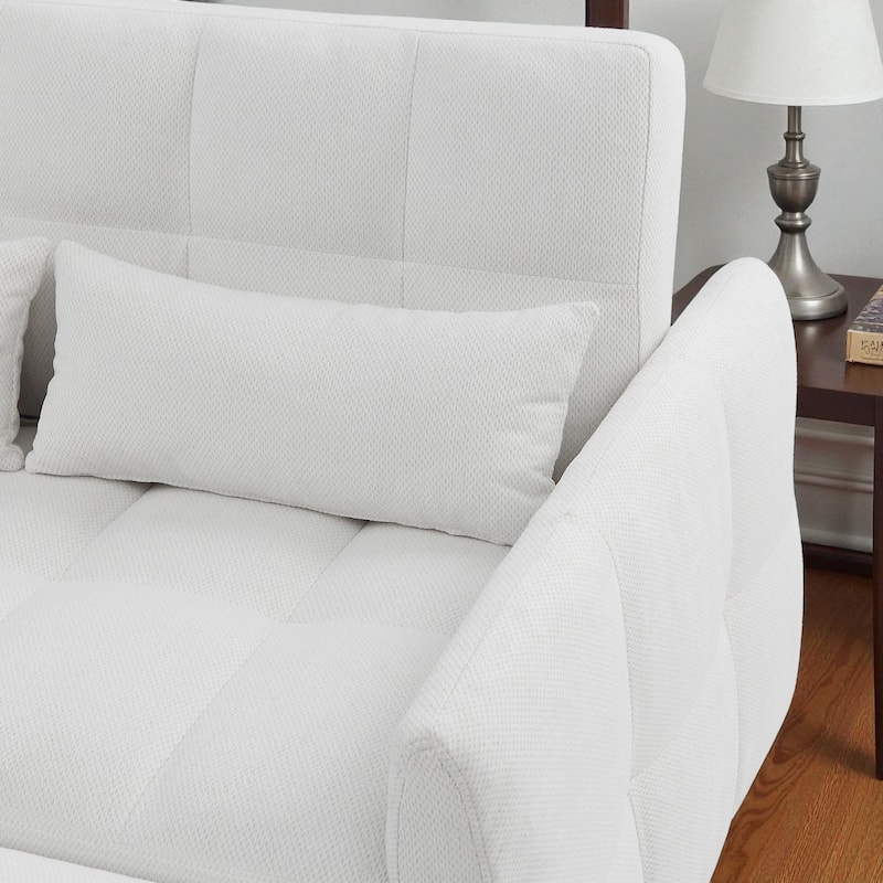 52.8" Loveseat Pull-Out Sleeper Sofa Bed with Adjustable Backrest, USB Ports and Pillows, Tufted Chenille Sofa