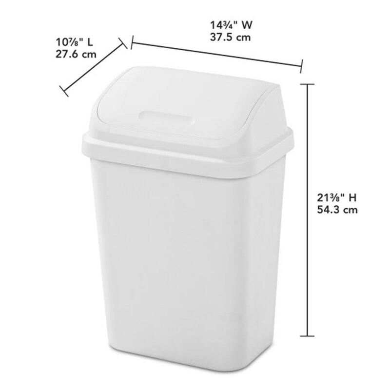 White Plastic 7.8-Gallon Swing Top Wastebaskets Set of 6