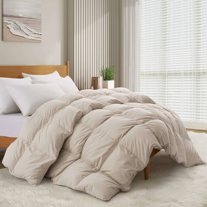 Medium Warmth All Season 600 Fill Power White Goose Feather Down Comforter Duvet Insert