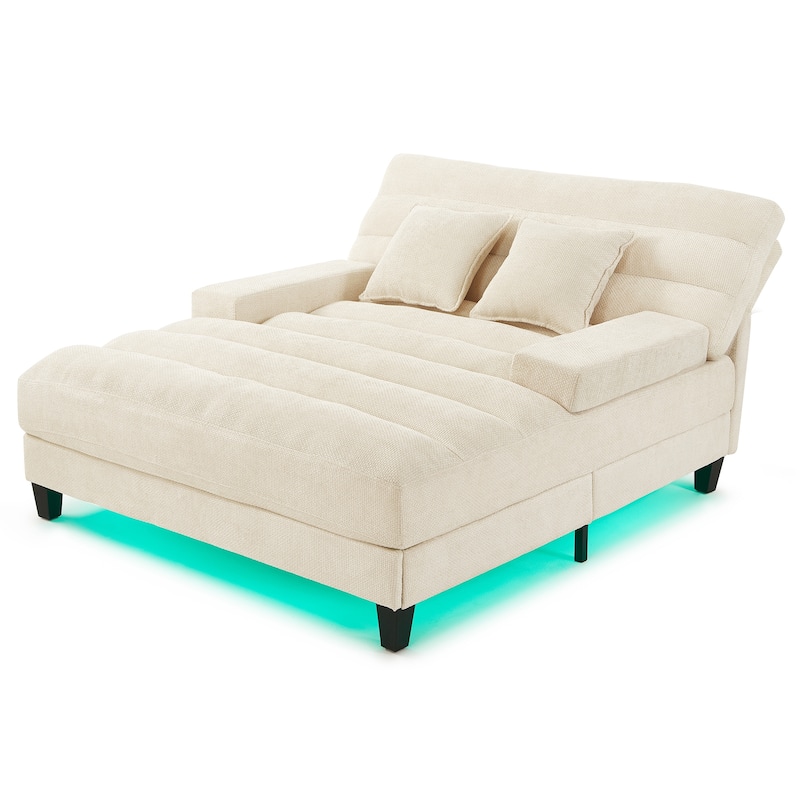 Modern Chaise Lounge Sofa 57.1" Sofa Bed Chenille Upholstered Lounge Sofa Chair