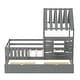 preview thumbnail 23 of 38, Twin Size House Bed with 2 Storage Drawers and Guardrails, Kids Playhouse Bed Daybed with Roof and Window Design