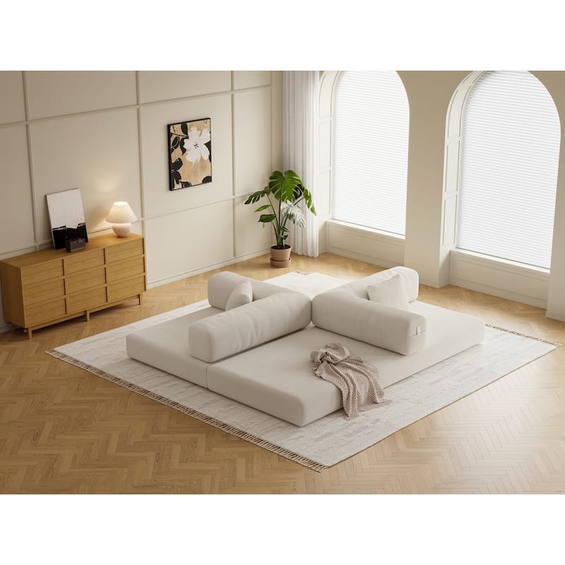 78.8" Floor Standing Sofa Bed Arm Comfort Sofa Bed, Convertible Pudding Block Sofa