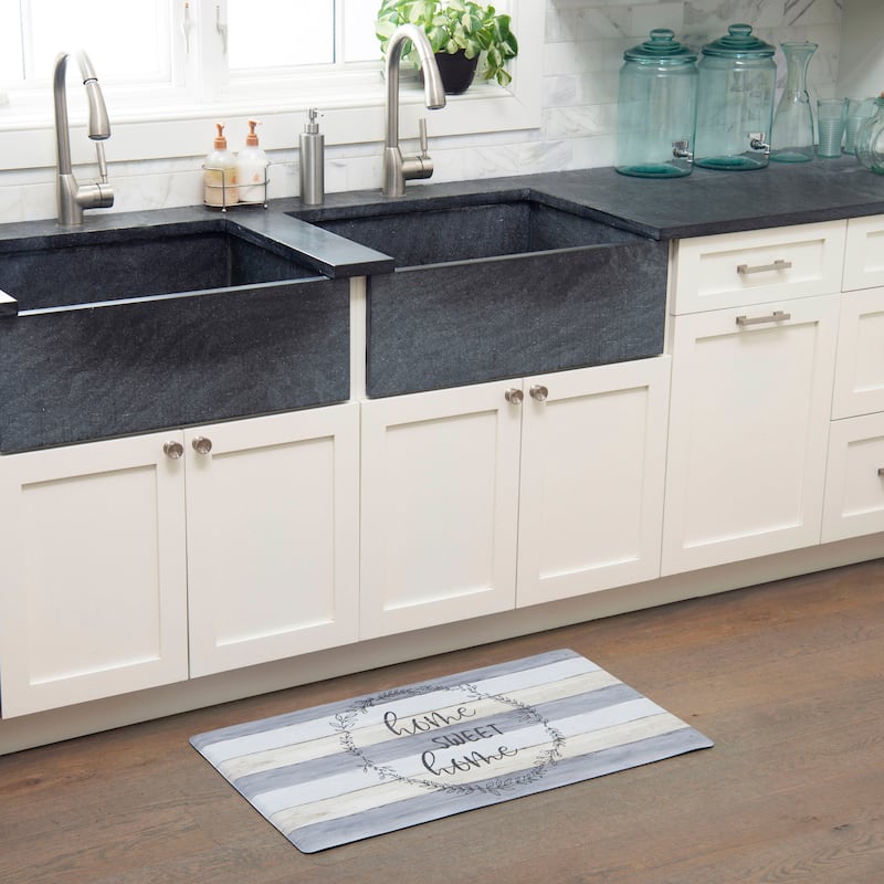 SoHome Cozy Living Home Sweet Home Modern Farmhouse Anti-Fatigue Kitchen Mat, Grey/Beige