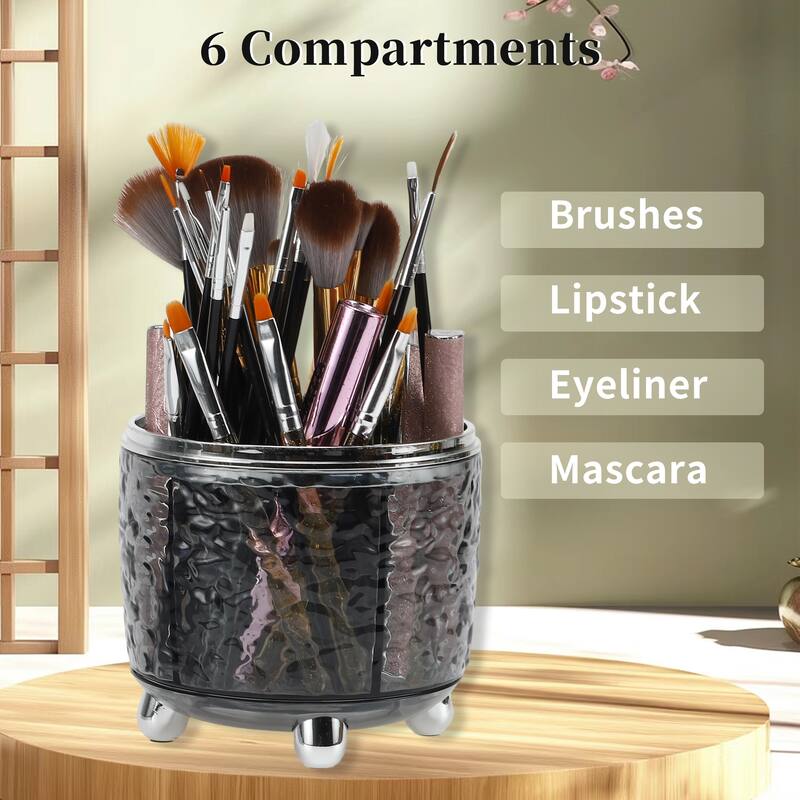Makeup Brush Holder 360 Rotating Makeup Organizer for Vanity Desktop - 9.65"x4.92" - Gray