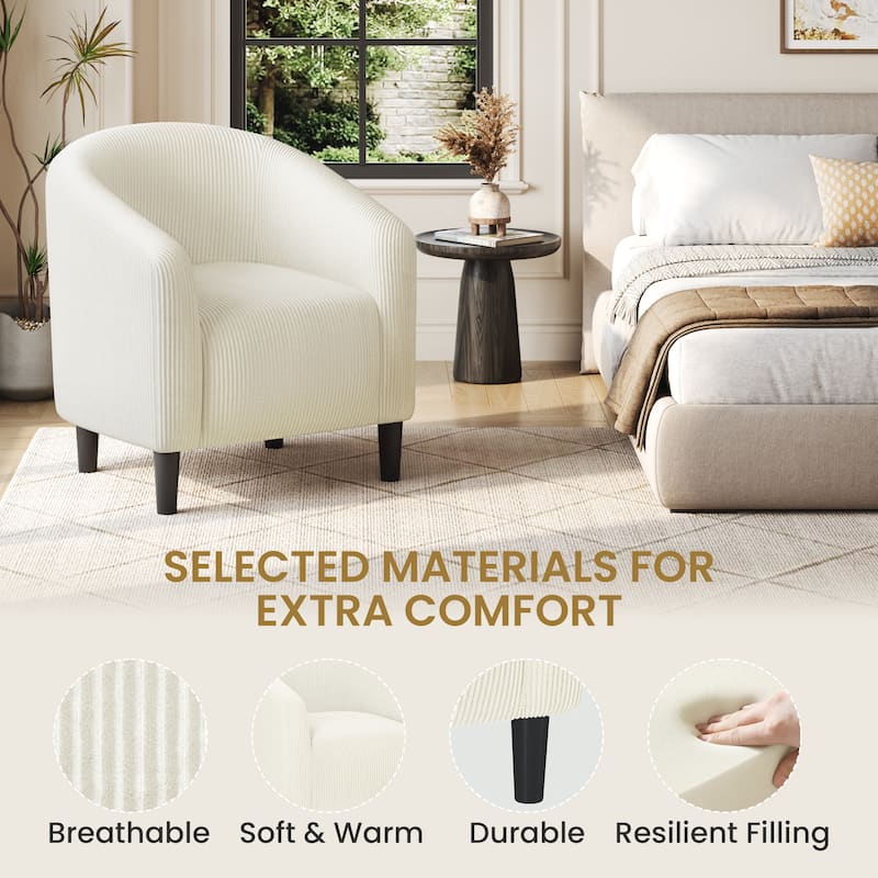 Yaheetech Upholstered Corduroy Fabric Accent Chair Barrel Chair