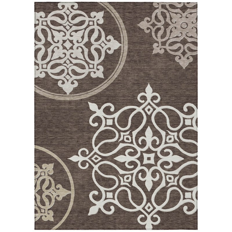 Machine Washable Indoor/ Outdoor Chantille Bold Medallion Rug