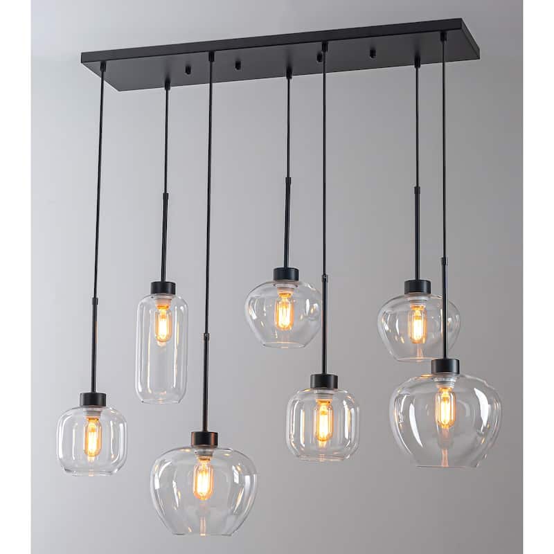 7-Light Cluster Glass Liner Kitchen Island Pendant Light for Dining/ Living Room