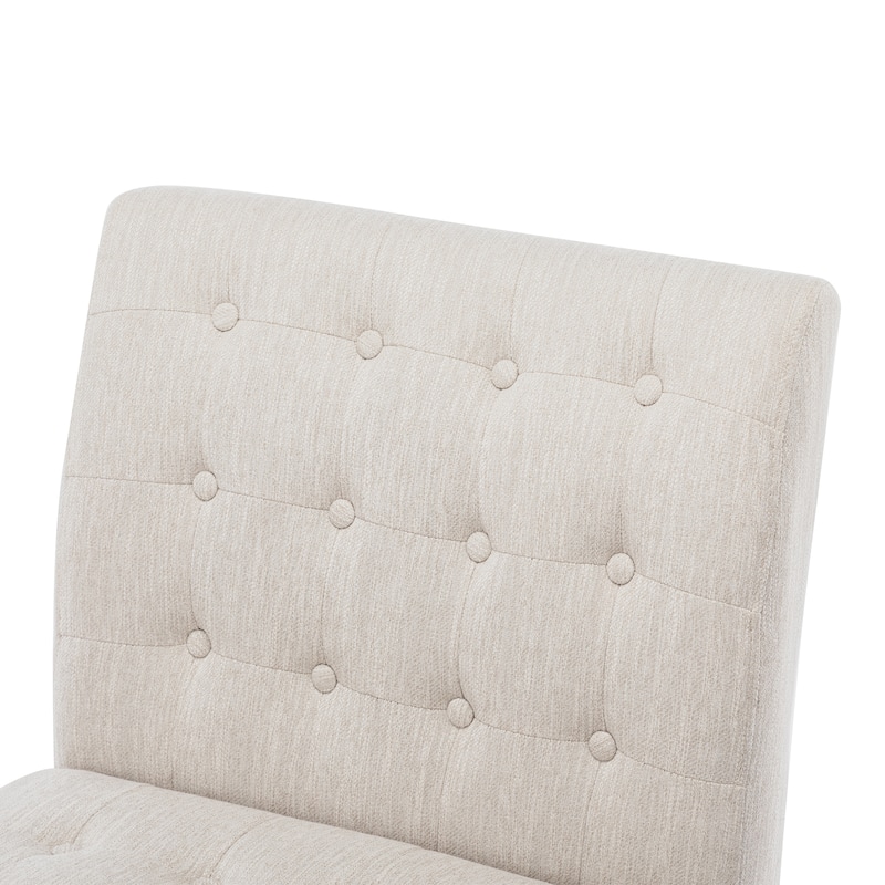 Beige 23" Button Tufted Accent Chairs (Set of 2)