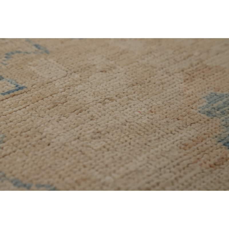 Transitional Beige Oushak Turkish Large Rug Hand-Knotted Wool Carpet - 9'6"x 13'9"