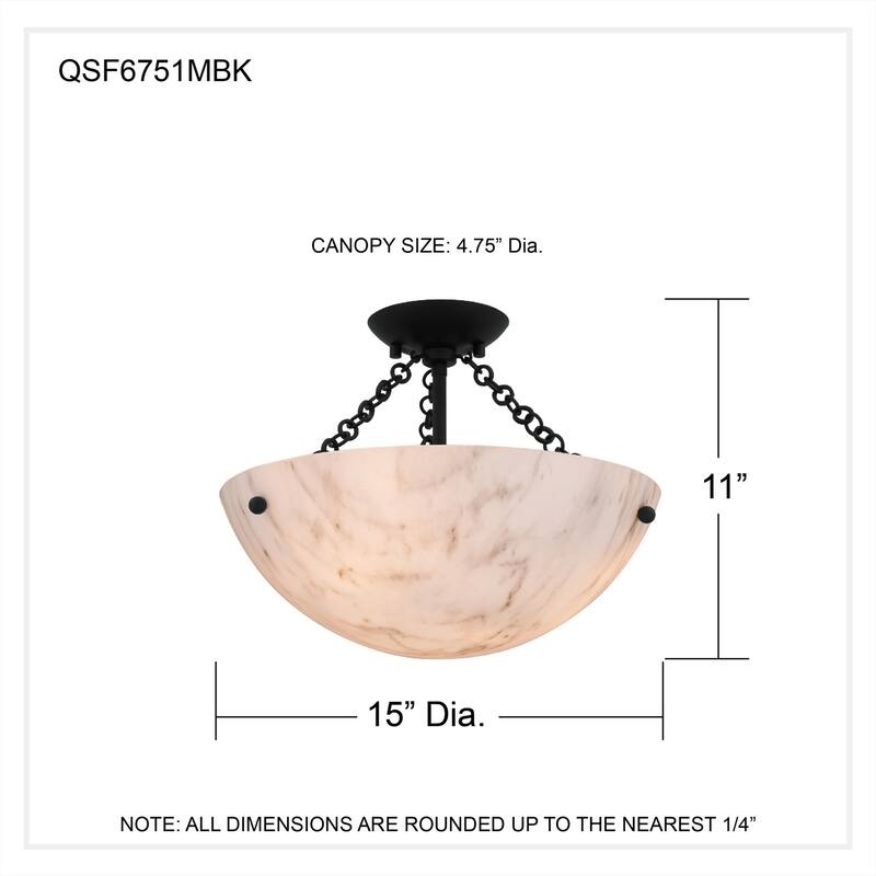 Baylor 3-Light Matte Black Semi-Flush Mount