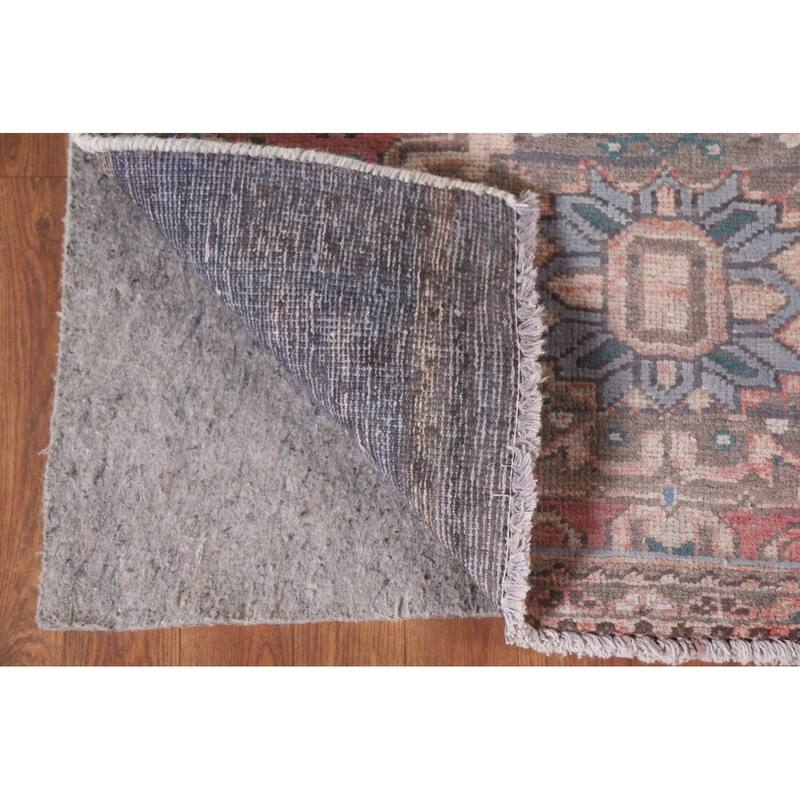 Hand Knotted Oriental 100% Wool Carpet Traditional Geometric Pink Hamedan Runner Rug - 10' 10'' X 3' 2''
