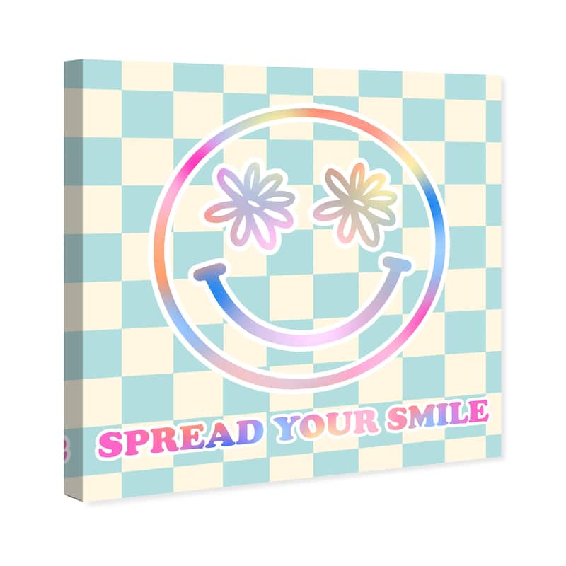 Wynwood Studio Canvas Typography and Quotes Spread Your Flower Smile Blue Modern & Contemporary Wall Art Canvas Print
