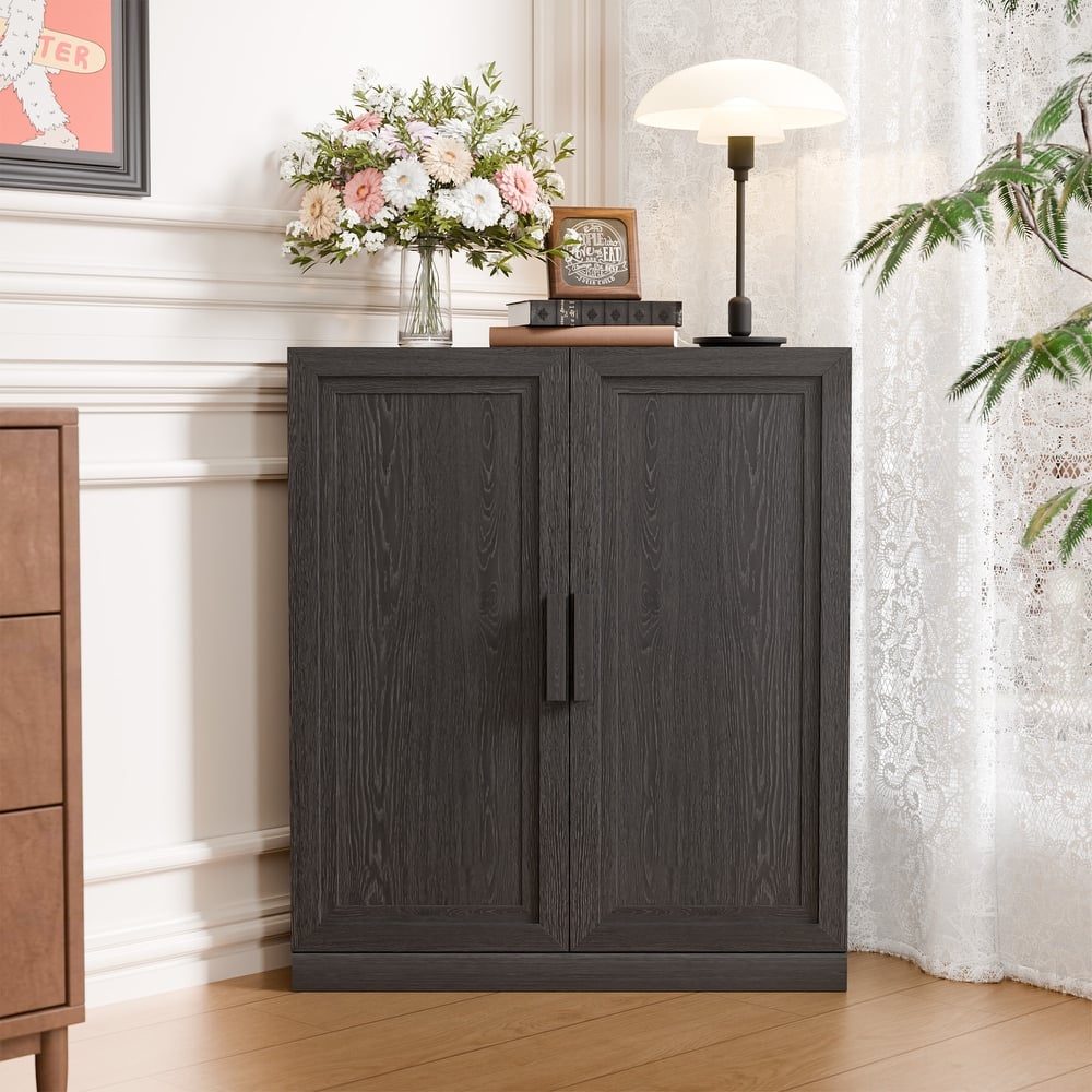 36"H Corner Sideboard Cabinet Free-Standing Corner Storage Organizer