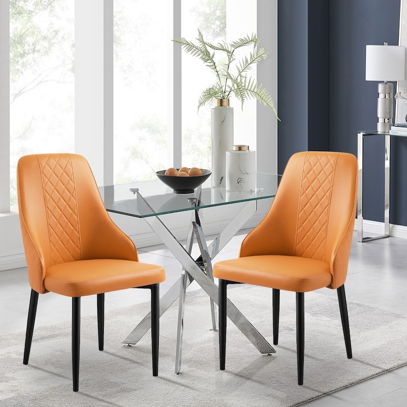 Faux Leather Upholstered Dining Chairs Set of 2 - 35.63"H x 17.72"W x 17.32"D