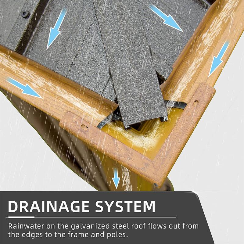 12'x18' Hardtop Gazebo with Wood-Look Aluminum Frame, Double Roof, Curtains & Netting for Outdoor Use