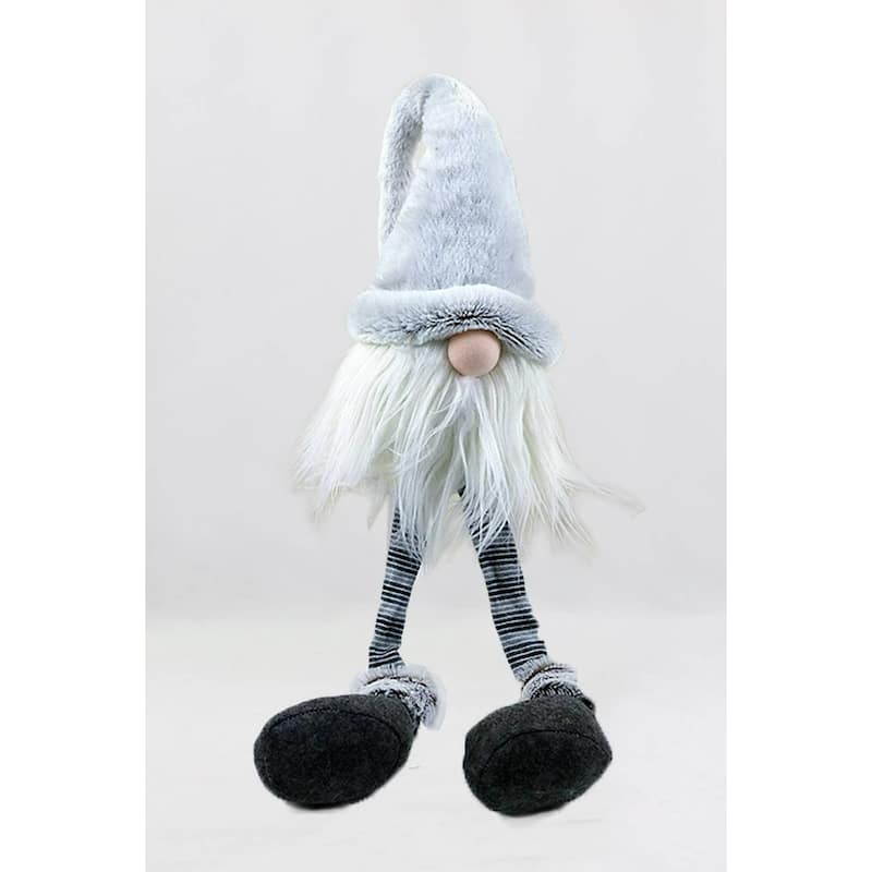 Plush Long-Legged Christmas Gnome Decoration - 19.5" - White and Black