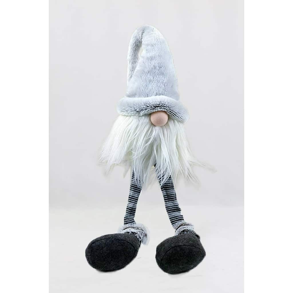 Plush Long-Legged Christmas Gnome Decoration - 19.5" - White and Black