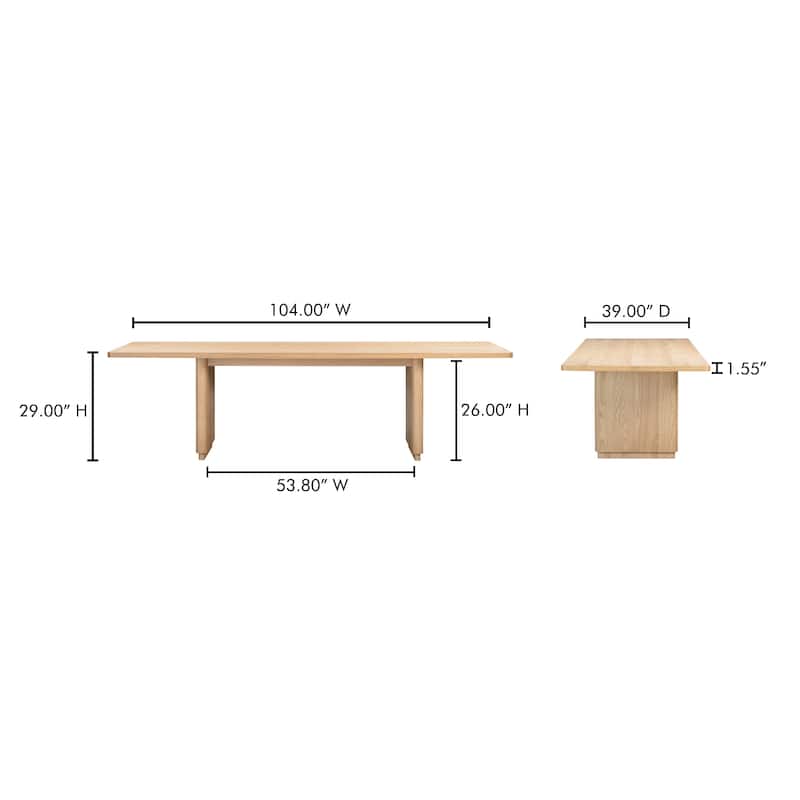 NADAAL STUDIOS Odette Small Dining Table for 6, Rectangular Oak Veneer Top, Scandinavian Style, Brown