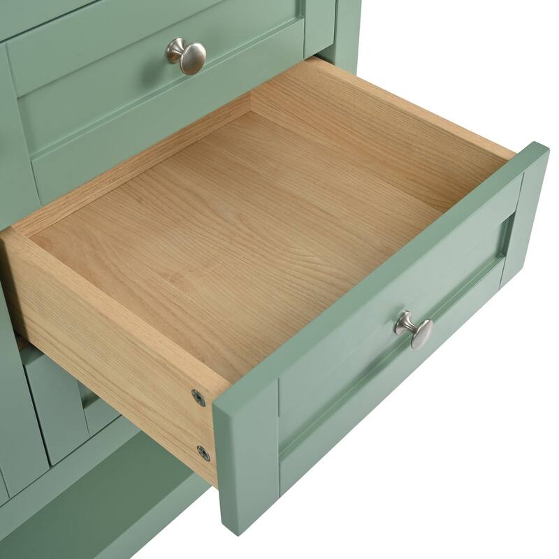 36 inch MDF Freestanding Bathroom Vanity Set in Green with Integrated Resin Sink